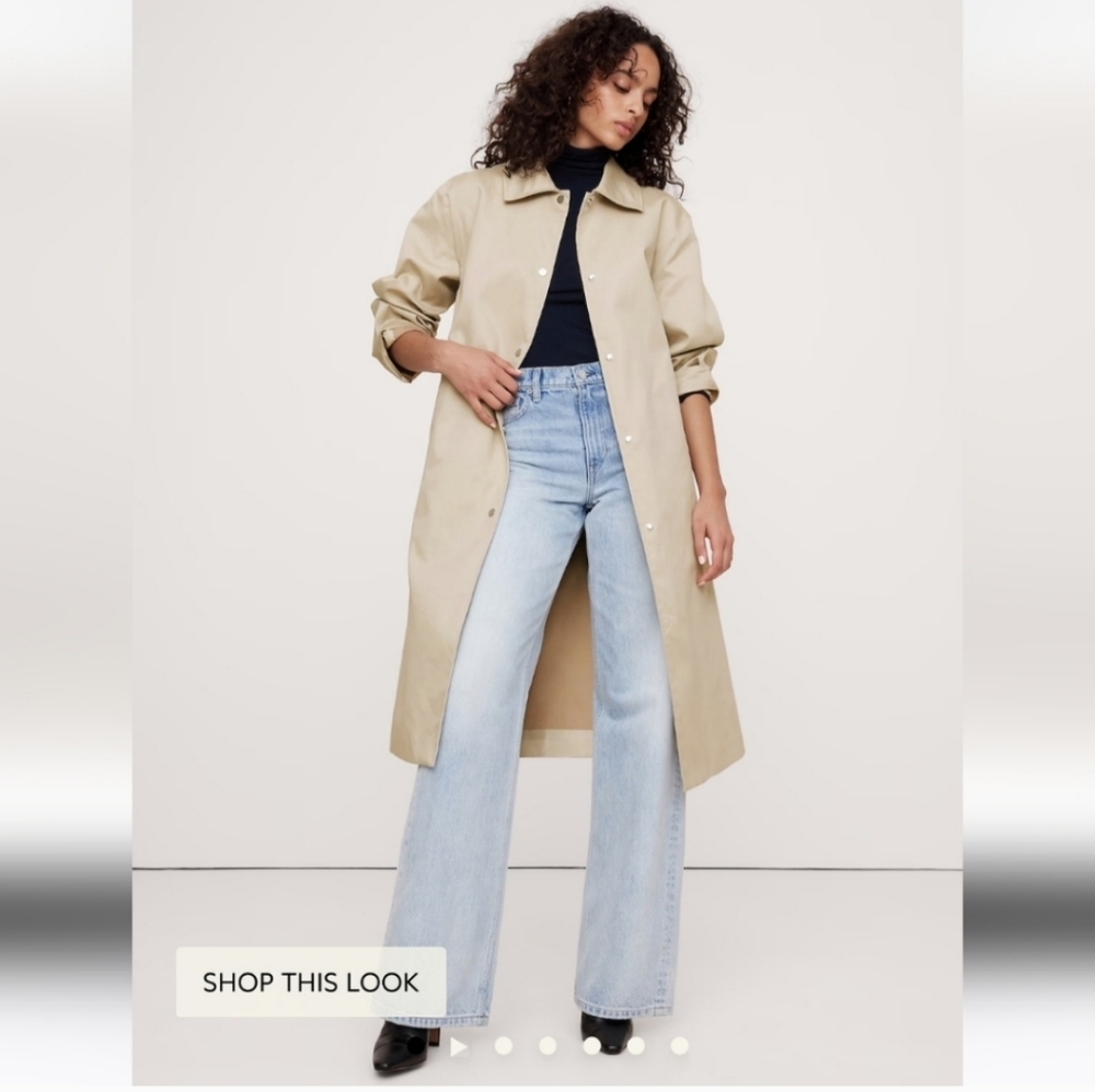 Banana Republic Bonded Cotton Mac Trench Coat natural stone gray - Picture 1 of 7